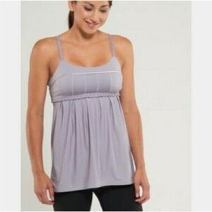Lululemon Priti Tank Lavender/Gray Drawstring Ruffle Top Sz 6